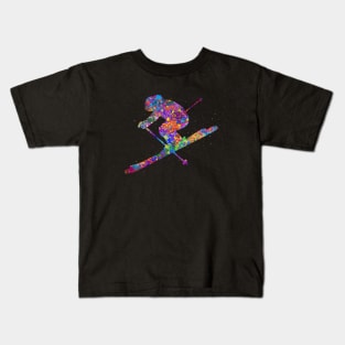 Ski watercolor art Kids T-Shirt